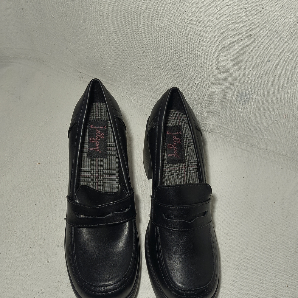 Women's 3 Inch Black Wedge Heel Slip On Loafers By Jelly Pop - Picture 2 of 6
